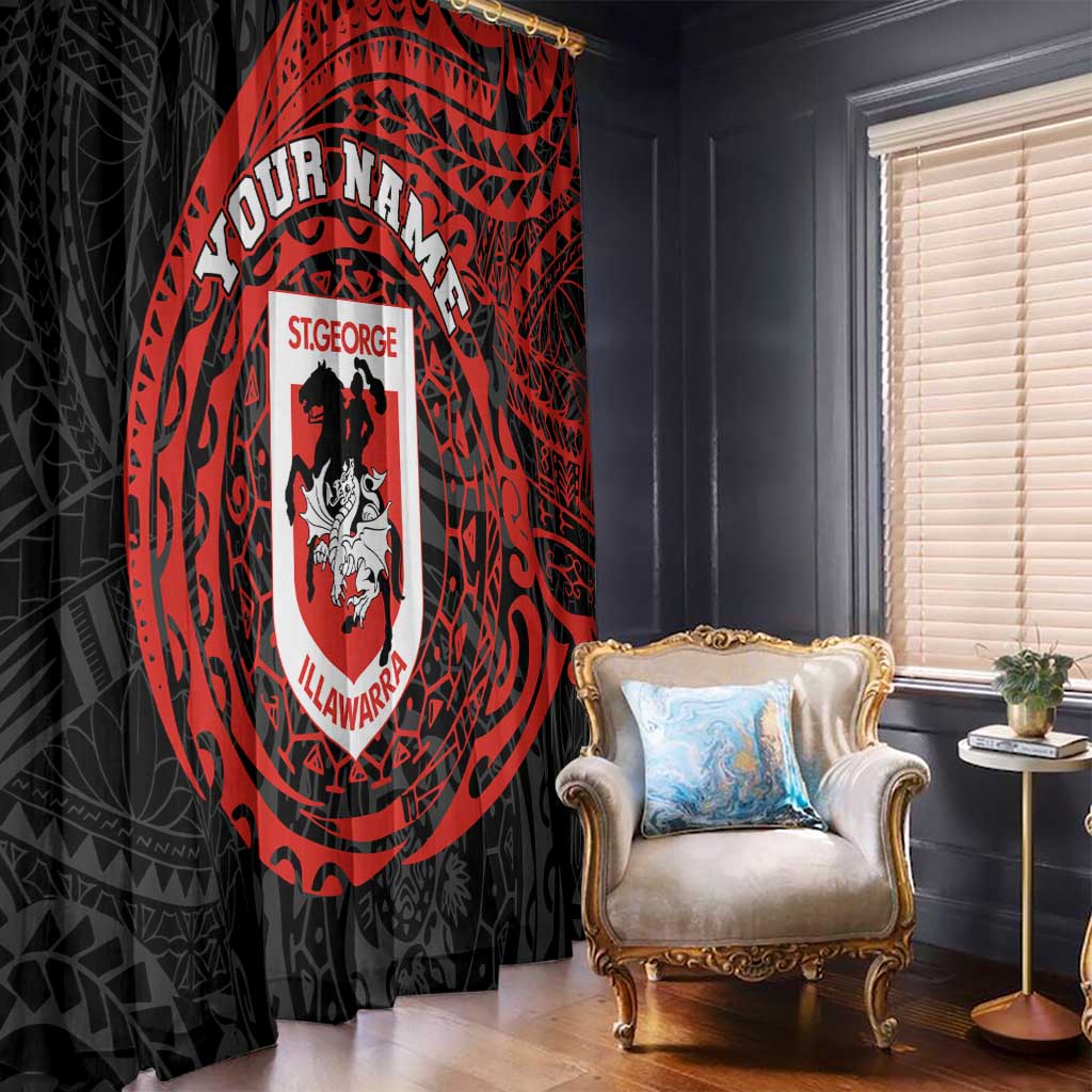 Personalized St George Illawarra Dragons Window Curtain Polynesian Tribal Chest and Sleeve Tattoo