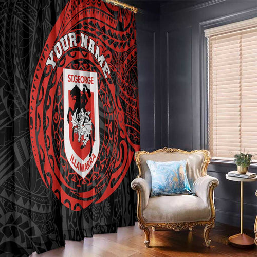 Personalized St George Illawarra Dragons Window Curtain Polynesian Tribal Chest and Sleeve Tattoo