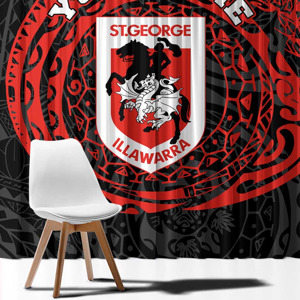 Personalized St George Illawarra Dragons Window Curtain Polynesian Tribal Chest and Sleeve Tattoo