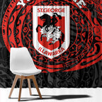 Personalized St George Illawarra Dragons Window Curtain Polynesian Tribal Chest and Sleeve Tattoo