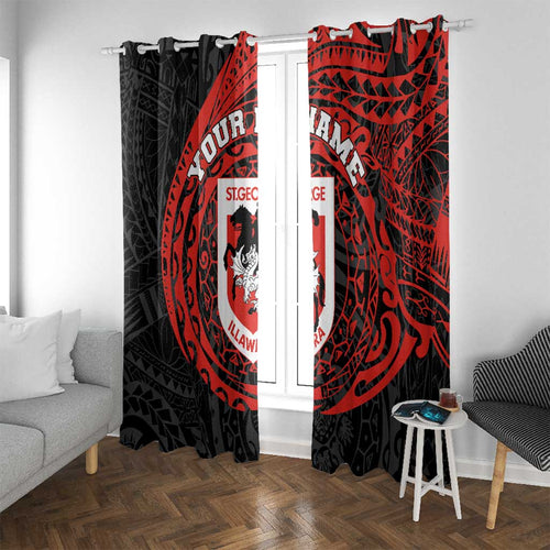 Personalized St George Illawarra Dragons Window Curtain Polynesian Tribal Chest and Sleeve Tattoo
