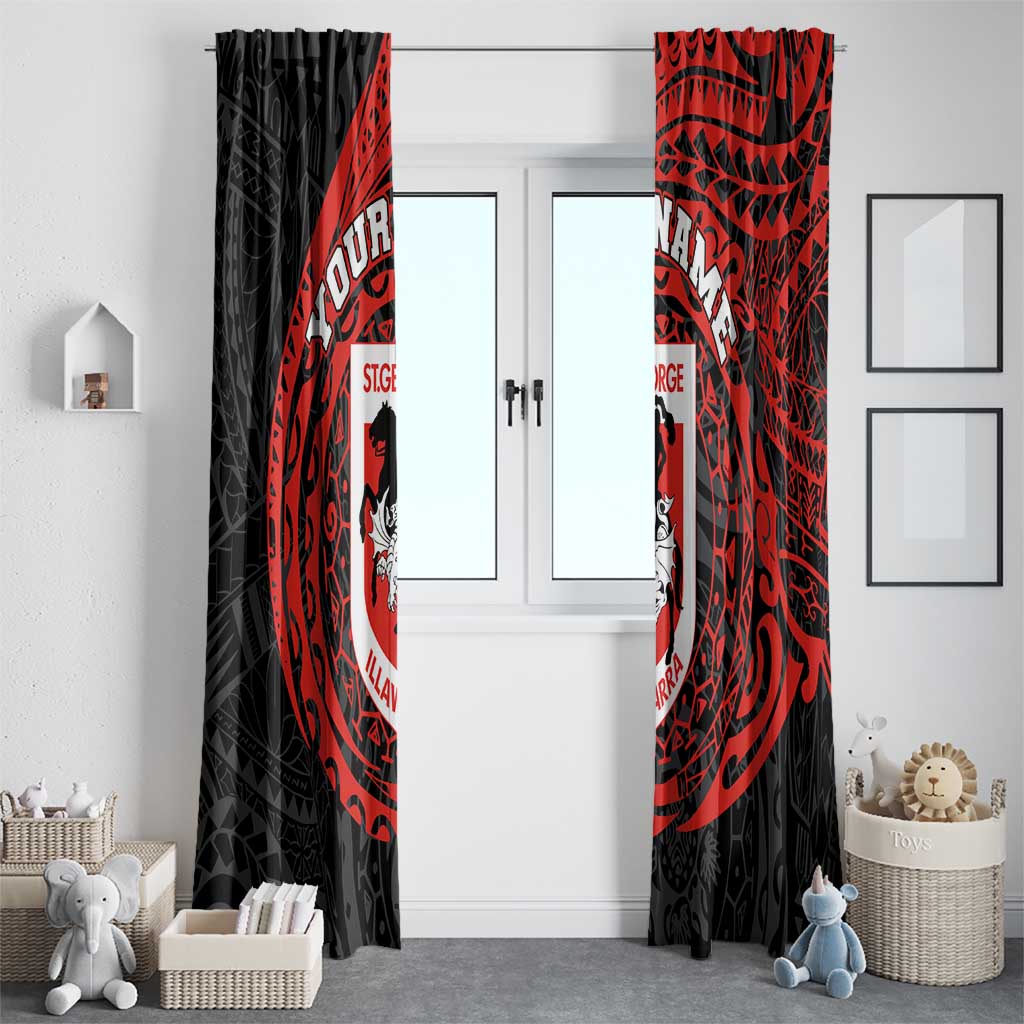 Personalized St George Illawarra Dragons Window Curtain Polynesian Tribal Chest and Sleeve Tattoo