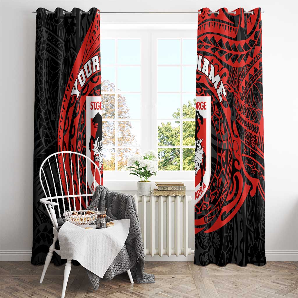 Personalized St George Illawarra Dragons Window Curtain Polynesian Tribal Chest and Sleeve Tattoo