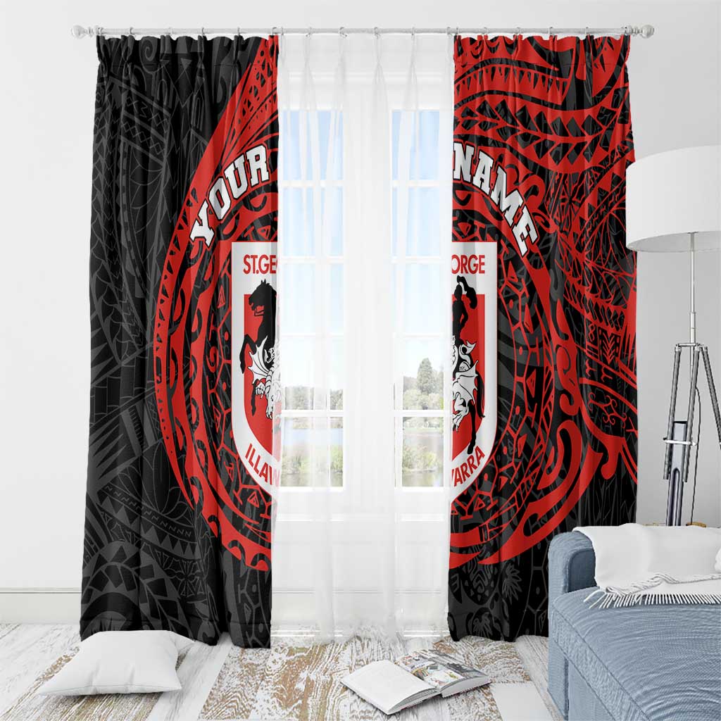 Personalized St George Illawarra Dragons Window Curtain Polynesian Tribal Chest and Sleeve Tattoo