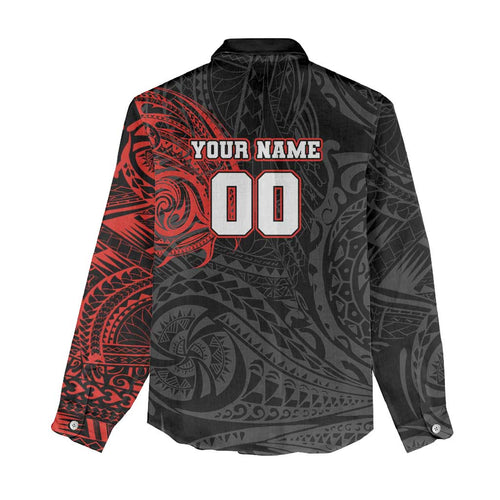 Personalized St George Illawarra Dragons Women Casual Shirt Polynesian Tribal Chest and Sleeve Tattoo