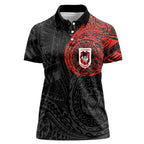 Personalized St George Illawarra Dragons Women Polo Shirt Polynesian Tribal Chest and Sleeve Tattoo