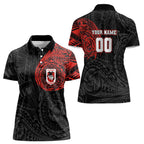 Personalized St George Illawarra Dragons Women Polo Shirt Polynesian Tribal Chest and Sleeve Tattoo