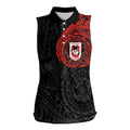 Personalized St George Illawarra Dragons Women Sleeveless Polo Shirt Polynesian Tribal Chest and Sleeve Tattoo