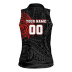 Personalized St George Illawarra Dragons Women Sleeveless Polo Shirt Polynesian Tribal Chest and Sleeve Tattoo