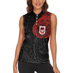 Personalized St George Illawarra Dragons Women Sleeveless Polo Shirt Polynesian Tribal Chest and Sleeve Tattoo