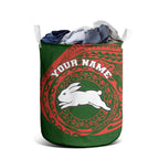 Personalized South Sydney Rabbitohs Laundry Basket Polynesian Tribal Chest and Sleeve Tattoo