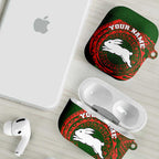 Personalized South Sydney Rabbitohs AirPods Case Polynesian Tribal Chest and Sleeve Tattoo