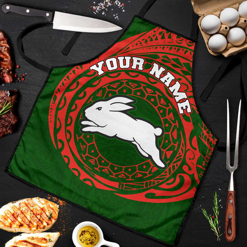 Personalized South Sydney Rabbitohs Apron Polynesian Tribal Chest and Sleeve Tattoo