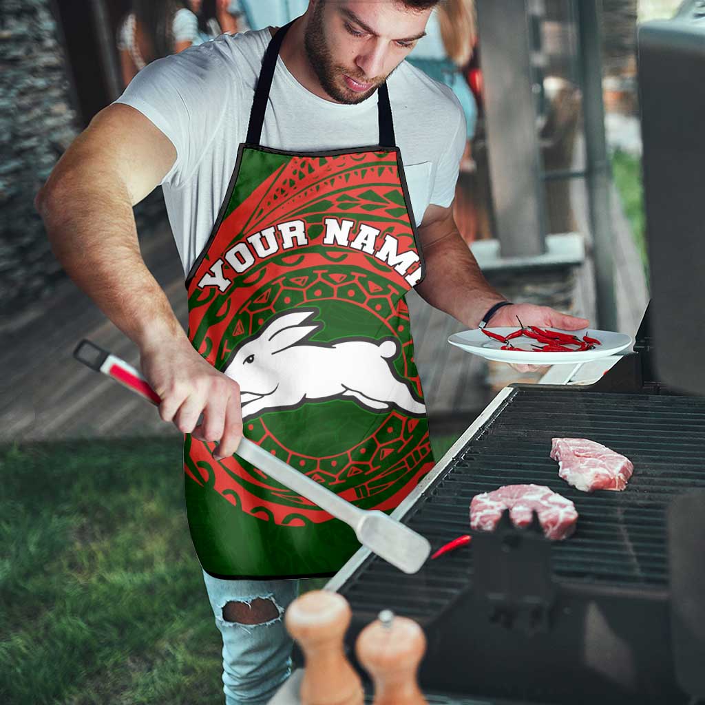 Personalized South Sydney Rabbitohs Apron Polynesian Tribal Chest and Sleeve Tattoo