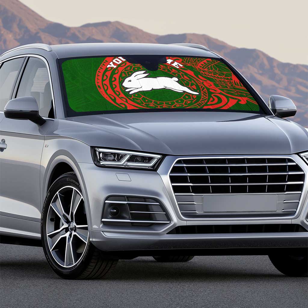 Personalized South Sydney Rabbitohs Auto Sun Shade Polynesian Tribal Chest and Sleeve Tattoo