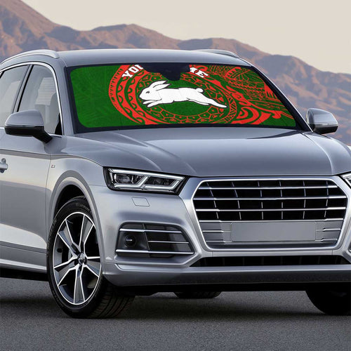 Personalized South Sydney Rabbitohs Auto Sun Shade Polynesian Tribal Chest and Sleeve Tattoo