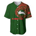Personalized South Sydney Rabbitohs Baseball Jersey Polynesian Tribal Chest and Sleeve Tattoo