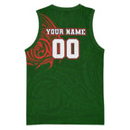 Personalized South Sydney Rabbitohs Basketball Jersey Polynesian Tribal Chest and Sleeve Tattoo
