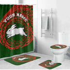 Personalized South Sydney Rabbitohs Bathroom Set Polynesian Tribal Chest and Sleeve Tattoo