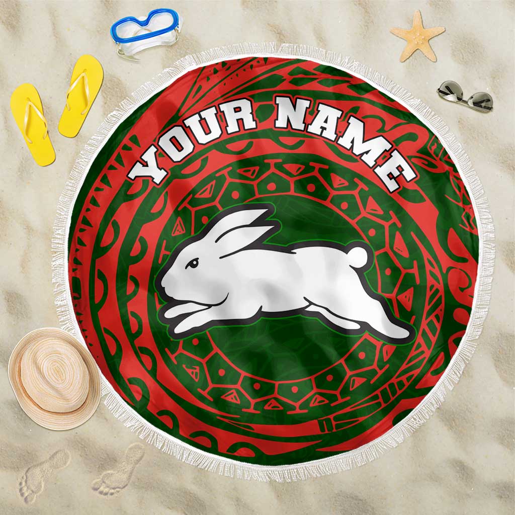 Personalized South Sydney Rabbitohs Beach Blanket Polynesian Tribal Chest and Sleeve Tattoo