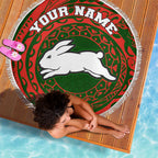 Personalized South Sydney Rabbitohs Beach Blanket Polynesian Tribal Chest and Sleeve Tattoo