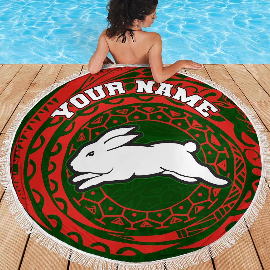 Personalized South Sydney Rabbitohs Beach Blanket Polynesian Tribal Chest and Sleeve Tattoo