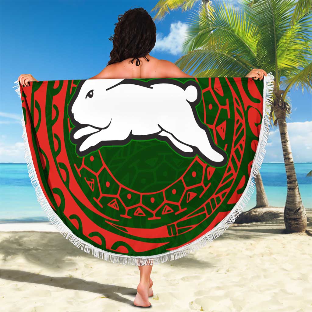 Personalized South Sydney Rabbitohs Beach Blanket Polynesian Tribal Chest and Sleeve Tattoo
