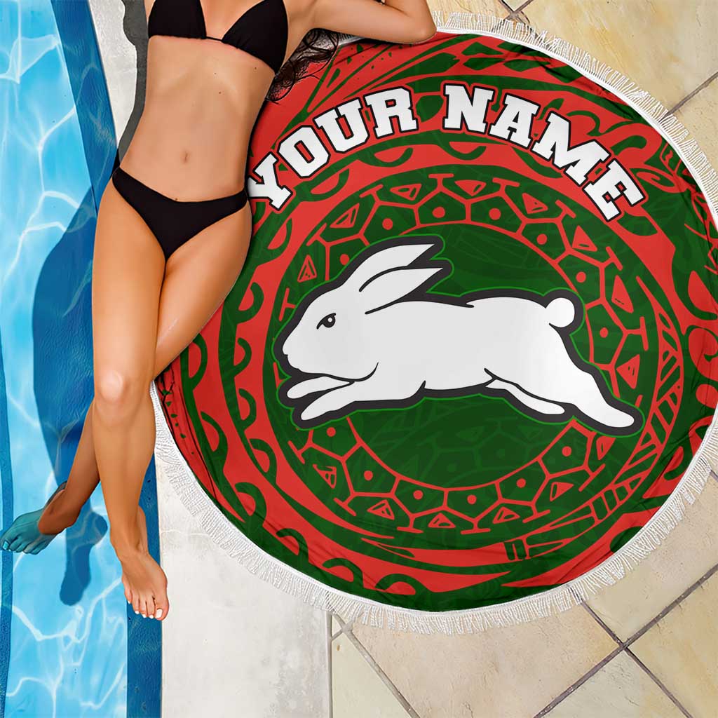 Personalized South Sydney Rabbitohs Beach Blanket Polynesian Tribal Chest and Sleeve Tattoo