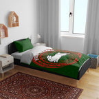 Personalized South Sydney Rabbitohs Bedding Set Polynesian Tribal Chest and Sleeve Tattoo