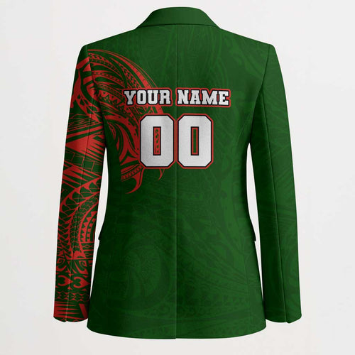 Personalized South Sydney Rabbitohs Blazer Polynesian Tribal Chest and Sleeve Tattoo
