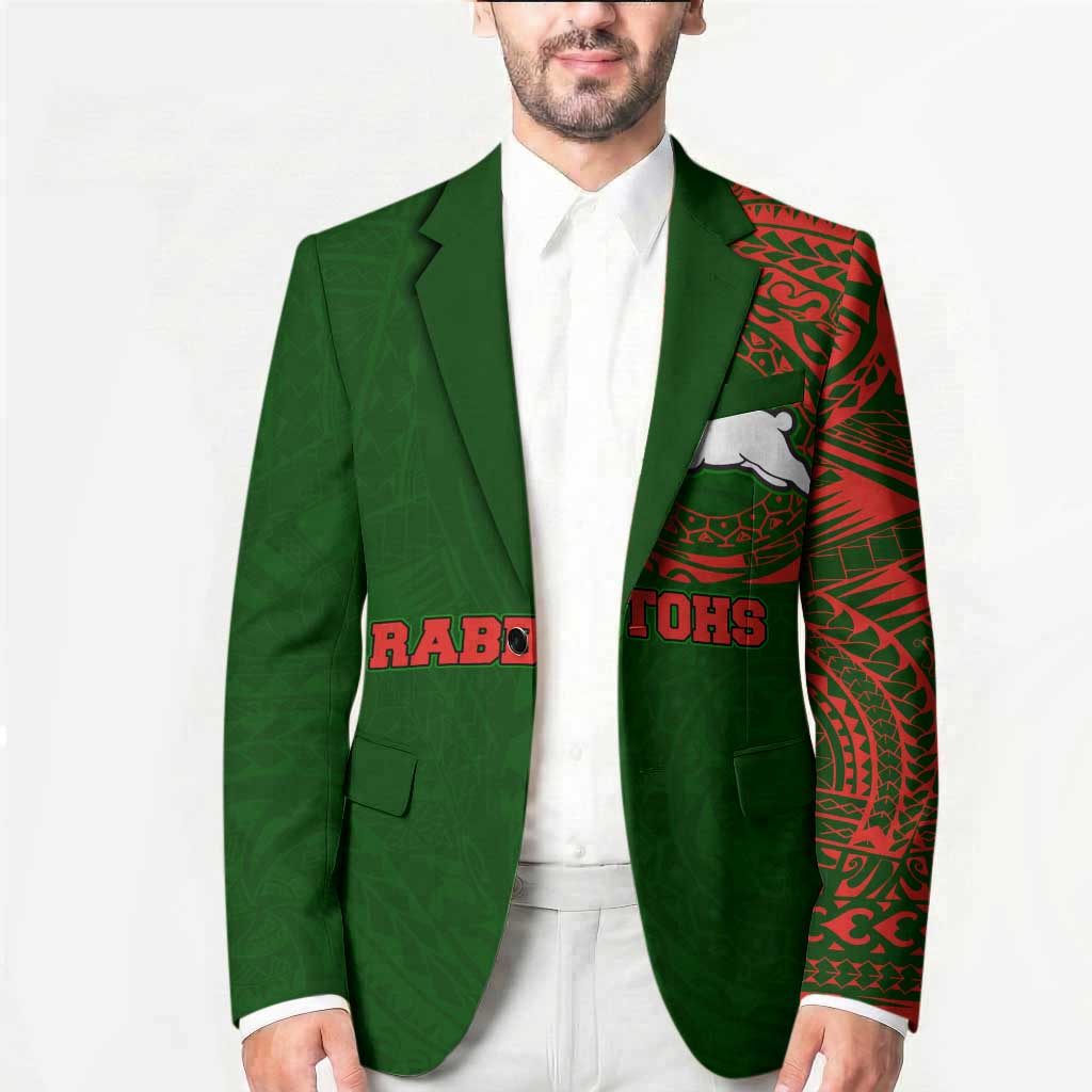 Personalized South Sydney Rabbitohs Blazer Polynesian Tribal Chest and Sleeve Tattoo