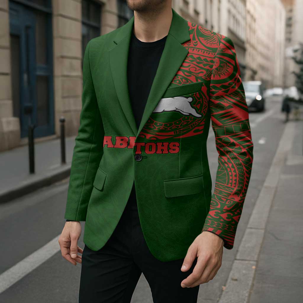Personalized South Sydney Rabbitohs Blazer Polynesian Tribal Chest and Sleeve Tattoo