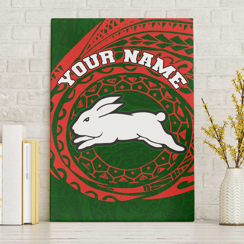 Personalized South Sydney Rabbitohs Canvas Wall Art Polynesian Tribal Chest and Sleeve Tattoo