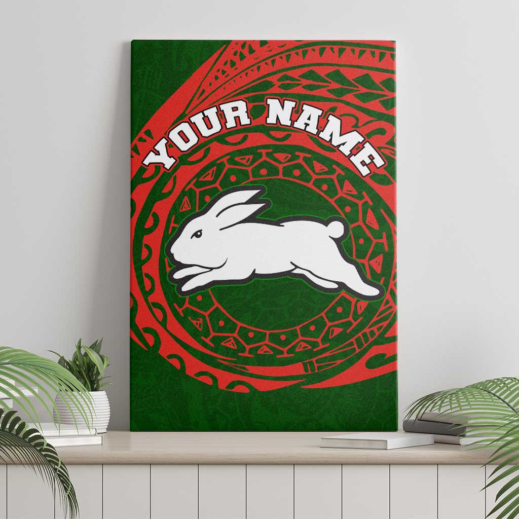 Personalized South Sydney Rabbitohs Canvas Wall Art Polynesian Tribal Chest and Sleeve Tattoo