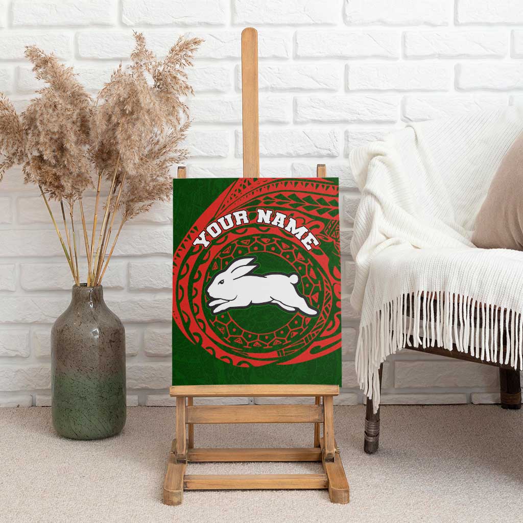 Personalized South Sydney Rabbitohs Canvas Wall Art Polynesian Tribal Chest and Sleeve Tattoo