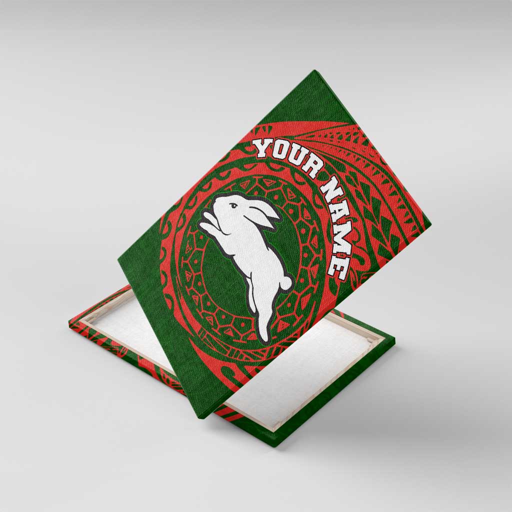 Personalized South Sydney Rabbitohs Canvas Wall Art Polynesian Tribal Chest and Sleeve Tattoo