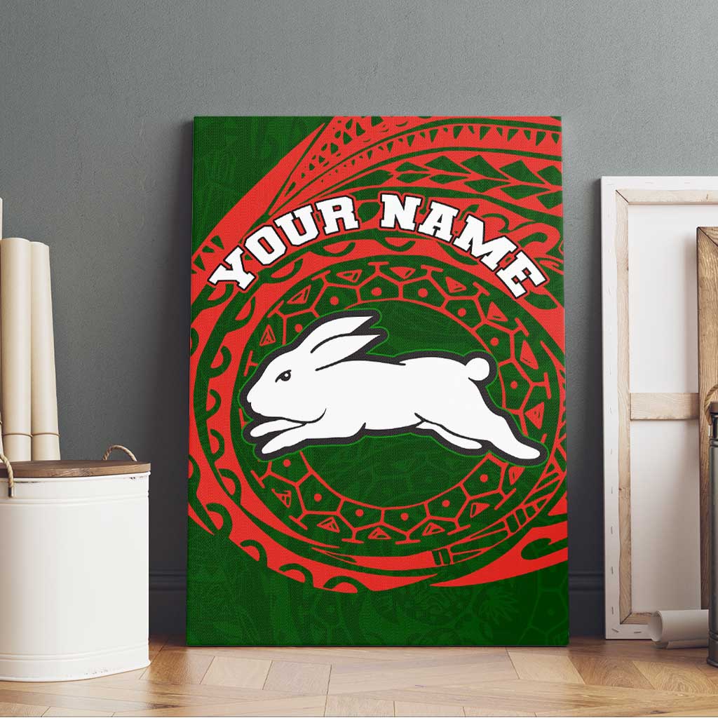 Personalized South Sydney Rabbitohs Canvas Wall Art Polynesian Tribal Chest and Sleeve Tattoo