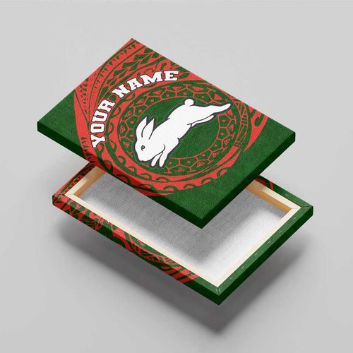 Personalized South Sydney Rabbitohs Canvas Wall Art Polynesian Tribal Chest and Sleeve Tattoo