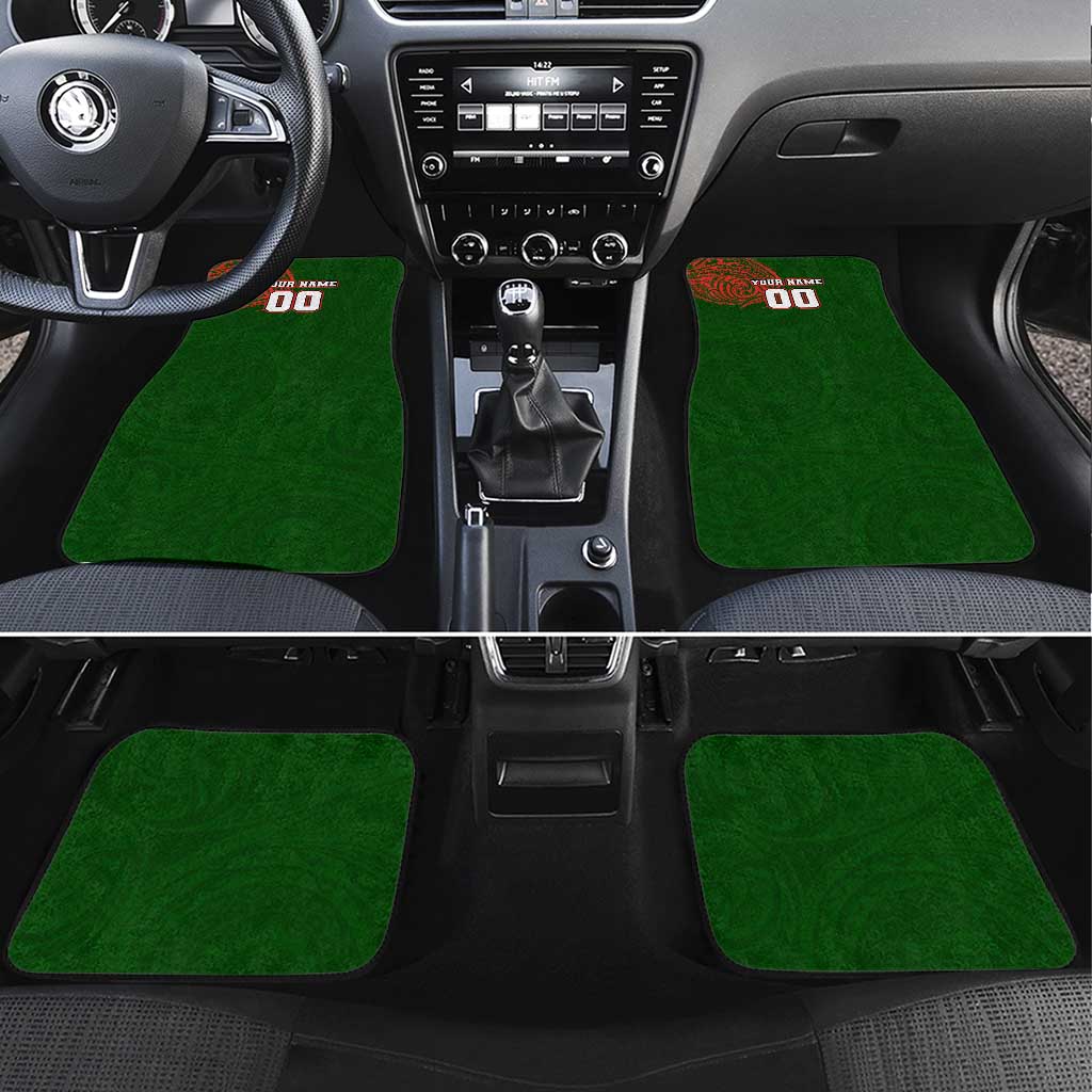 Personalized South Sydney Rabbitohs Car Mats Polynesian Tribal Chest and Sleeve Tattoo