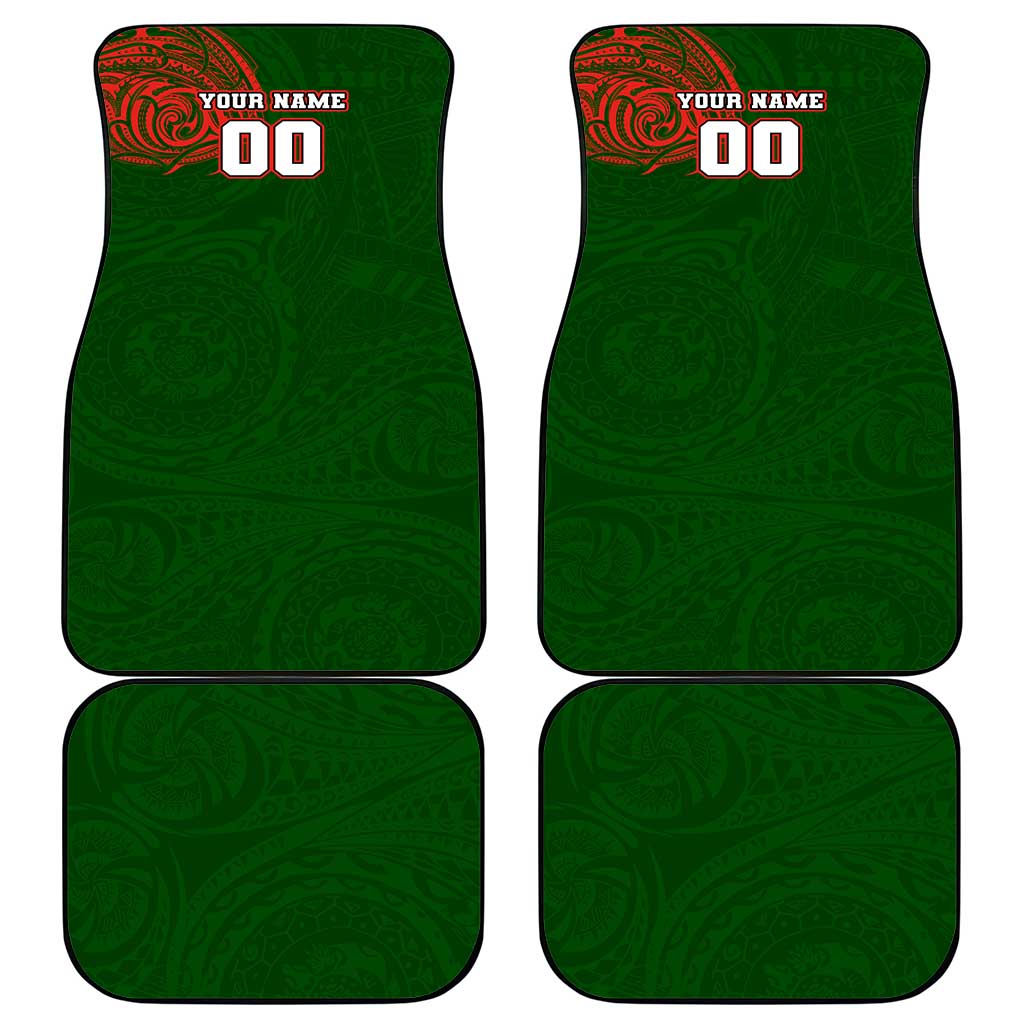 Personalized South Sydney Rabbitohs Car Mats Polynesian Tribal Chest and Sleeve Tattoo