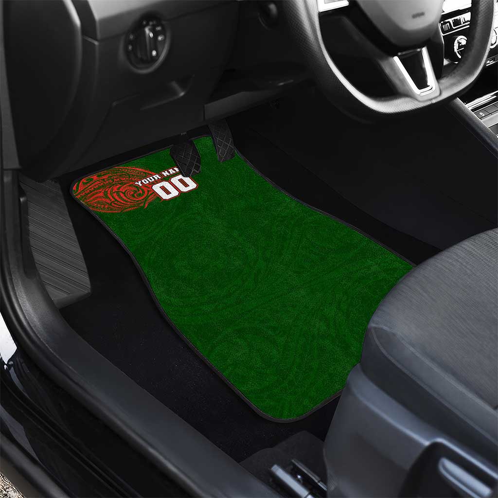 Personalized South Sydney Rabbitohs Car Mats Polynesian Tribal Chest and Sleeve Tattoo