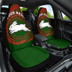 Personalized South Sydney Rabbitohs Car Seat Cover Polynesian Tribal Chest and Sleeve Tattoo