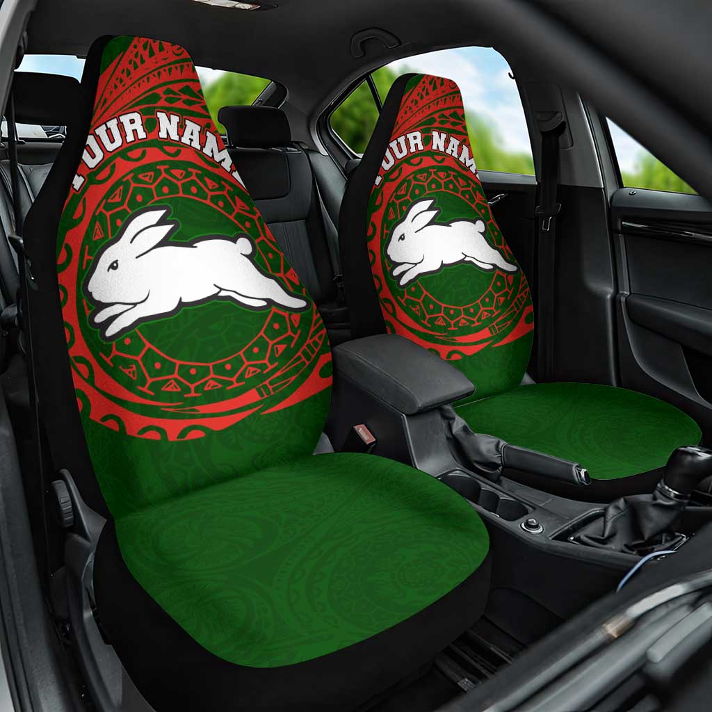 Personalized South Sydney Rabbitohs Car Seat Cover Polynesian Tribal Chest and Sleeve Tattoo