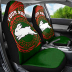 Personalized South Sydney Rabbitohs Car Seat Cover Polynesian Tribal Chest and Sleeve Tattoo