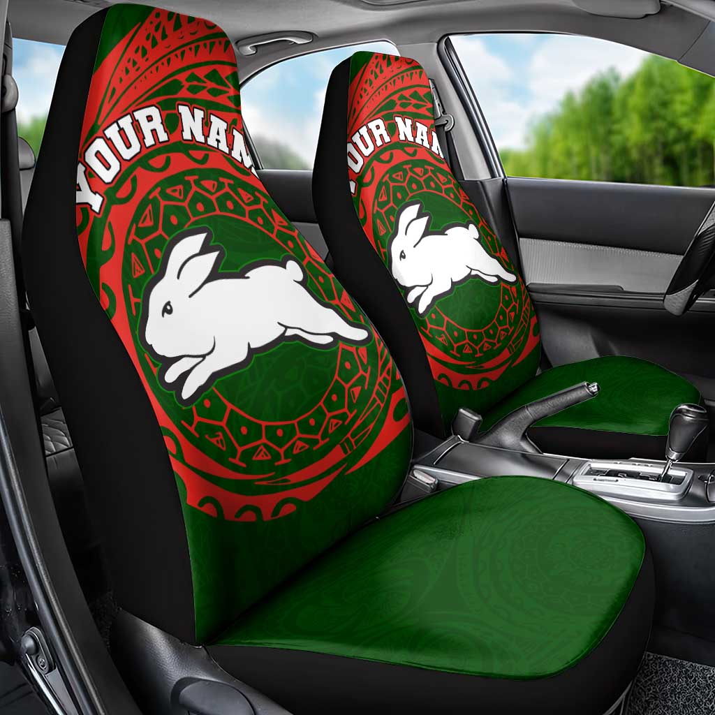 Personalized South Sydney Rabbitohs Car Seat Cover Polynesian Tribal Chest and Sleeve Tattoo