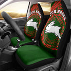 Personalized South Sydney Rabbitohs Car Seat Cover Polynesian Tribal Chest and Sleeve Tattoo