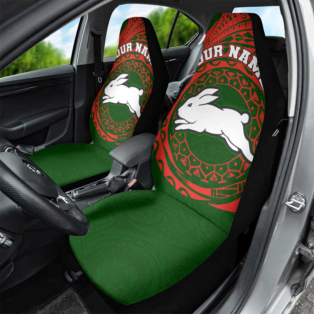 Personalized South Sydney Rabbitohs Car Seat Cover Polynesian Tribal Chest and Sleeve Tattoo