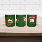 Personalized South Sydney Rabbitohs Ceramic Mug Polynesian Tribal Chest and Sleeve Tattoo