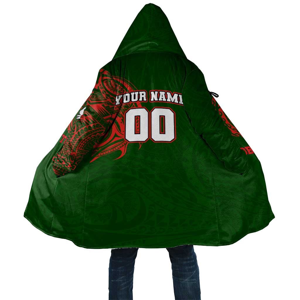 Personalized South Sydney Rabbitohs Cloak Polynesian Tribal Chest and Sleeve Tattoo