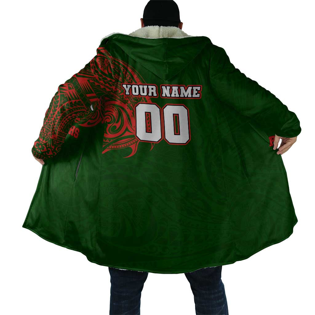 Personalized South Sydney Rabbitohs Cloak Polynesian Tribal Chest and Sleeve Tattoo